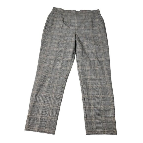 Babaton Womens Atelier Plaid Conan Crop Pants 6 Gray Academia Pull On High-Rise - Picture 1 of 11